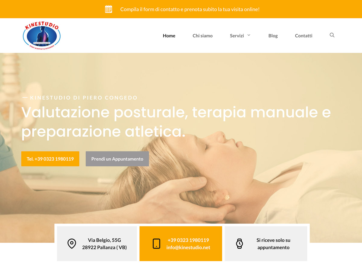 Homepage del sito web Kinestudio realizzato da FMstudio.it